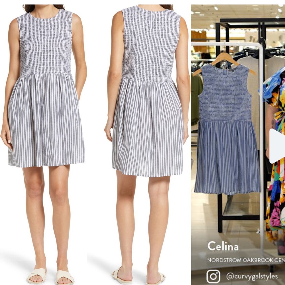 French Connection Stripe Smocked Dress